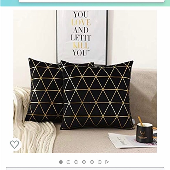 Gold and black decorative pillow covers (2) - Picture 4 of 7